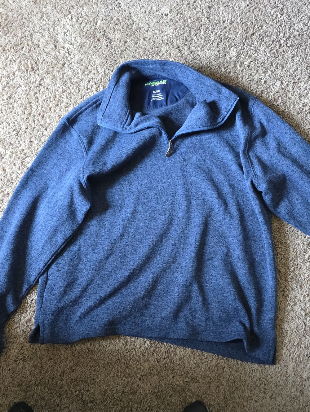 Haggar In Motion Men's Indigo Half-Zip Pullover Sweater